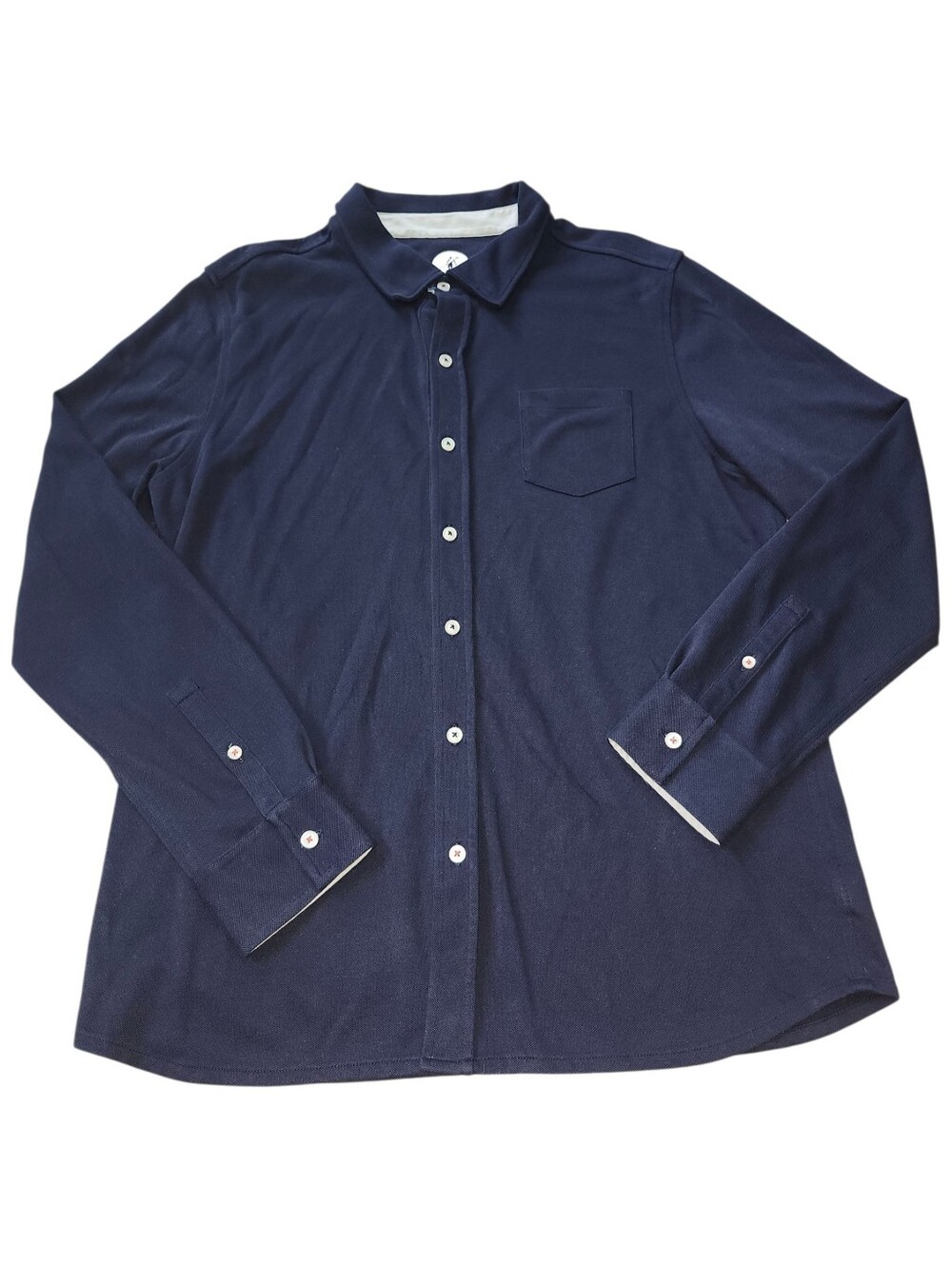 Toes on the Nose Navy Blue Mens Long Sleeve Knit Button Down Shirt. Sz. L